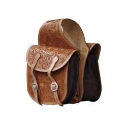 Lakota Saddlery Bisaccia posteriore in cuoio lavorazione flowers
