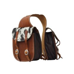 Lakota Saddlery Bisaccia posteriore in cuoio lavorazione flowers e riporti in crine
