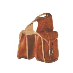 Lakota Saddlery Bisaccia anteriore in cuoio lavorazione basket