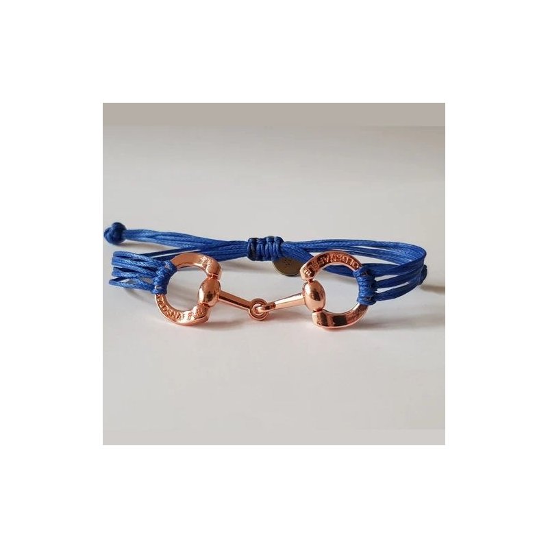 GoldSnaffle Bracciale Filetto per equitazione placcato oro rosa colore Royal Blue