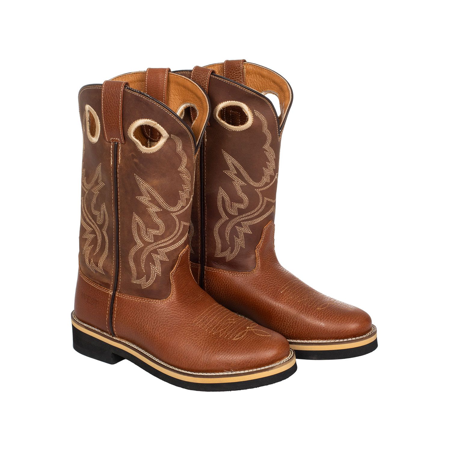 IUV Stivali Da Cowboy Uomo Piede Largo - Punta Quadrata Con Ricami Classici, Marrone Chiaro, Taglia 44.5 EU - Slip On Antiscivolo