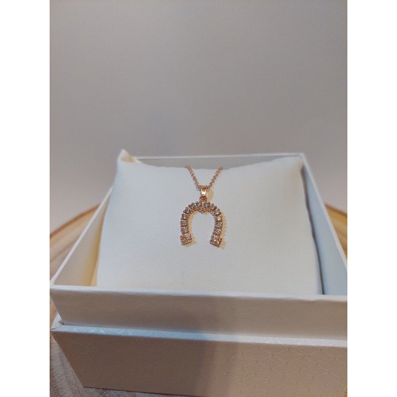 Collana con ferro di cavallo in argento rosato