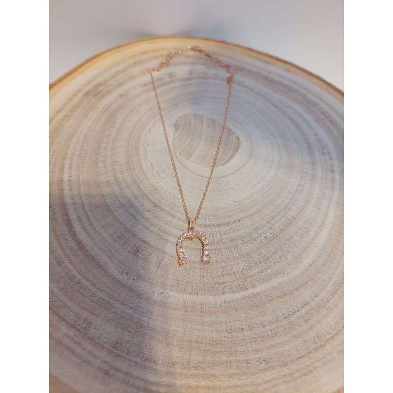 Collana con ferro di cavallo in argento rosato