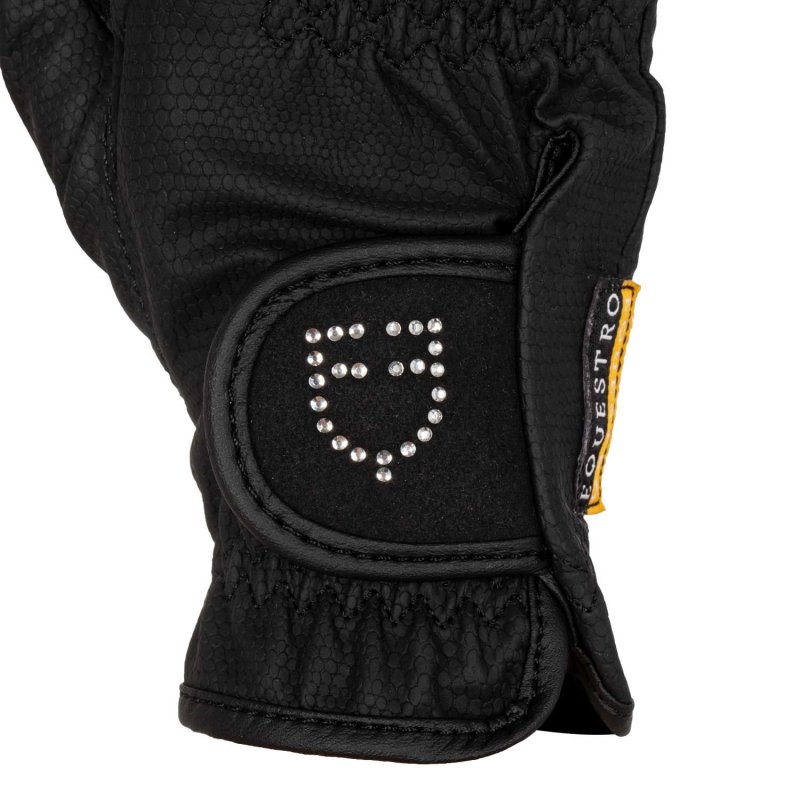 Equestro Guanti in Tessuto Tecnico con Logo Glitter