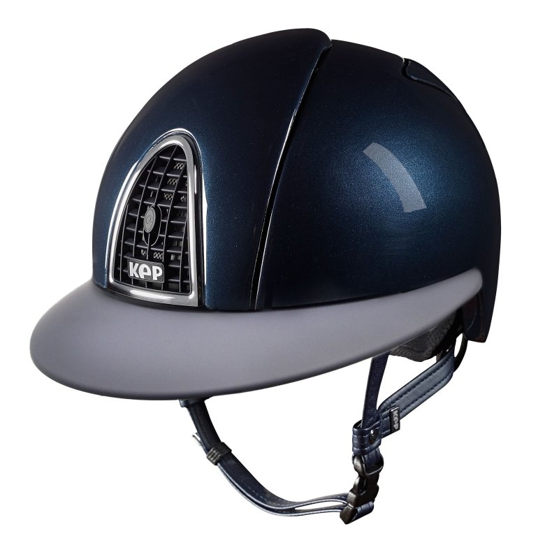 Kep Italia Cromo 1.0 Shine Blu con visiera polo casco da equitazione