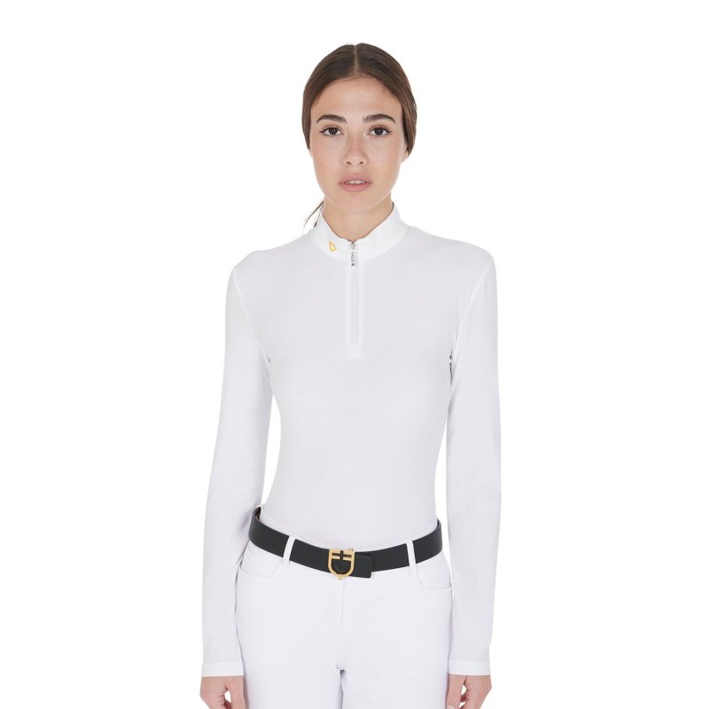 Equestro Polo Donna in tessuto tecnico felpato