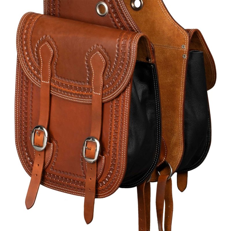 Billy Cook Bisaccia posteriore in cuoio con lavorazione border stam...