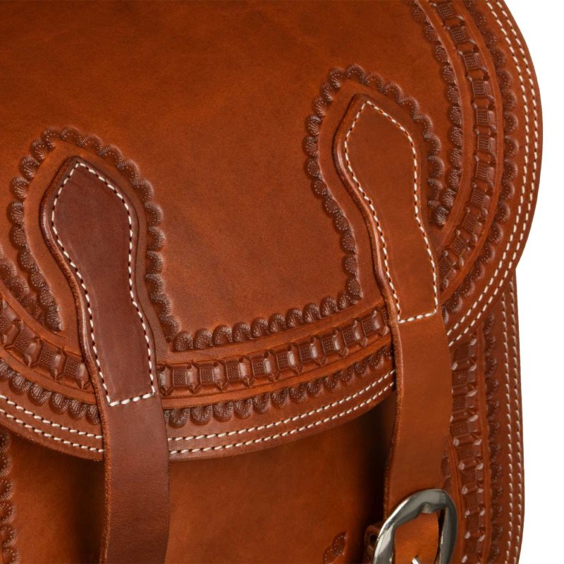 Billy Cook Bisaccia posteriore in cuoio con lavorazione border stam...