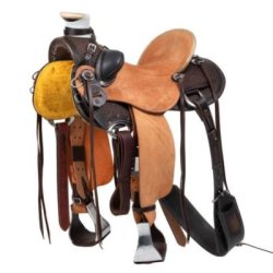 Pool's Equitazione Sella Wade Dusty con sottopancia posteriore e paracoltello Marrone e Beige