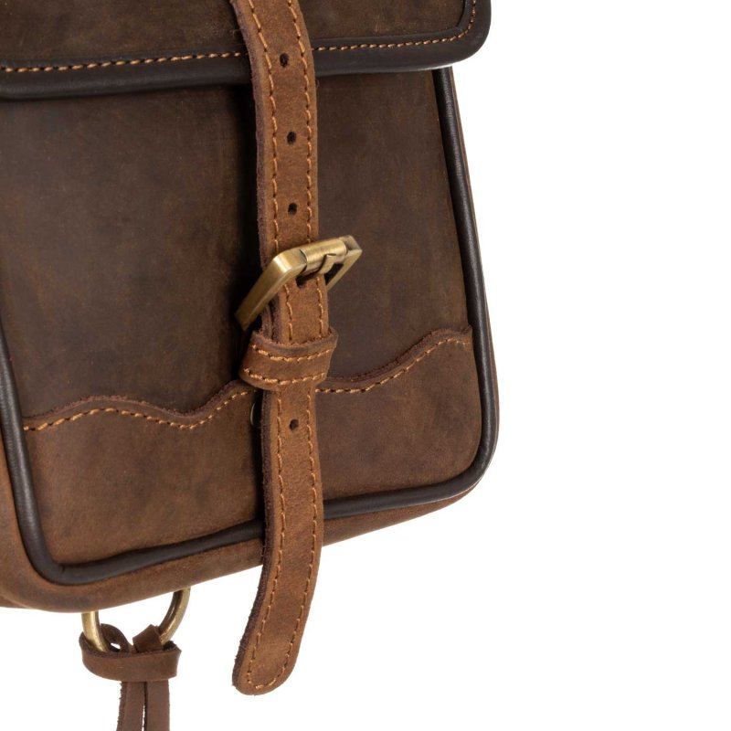 Pool's Equitazione Bisaccia per sella western in cuoio Testa di moro