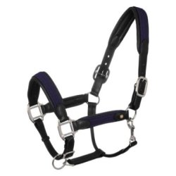 Equestro Cavezza cuoio e nylon Nero/Blu navy Cob