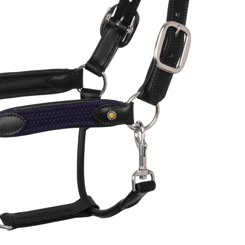 Equestro Cavezza cuoio e nylon Nero/Blu navy Cob
