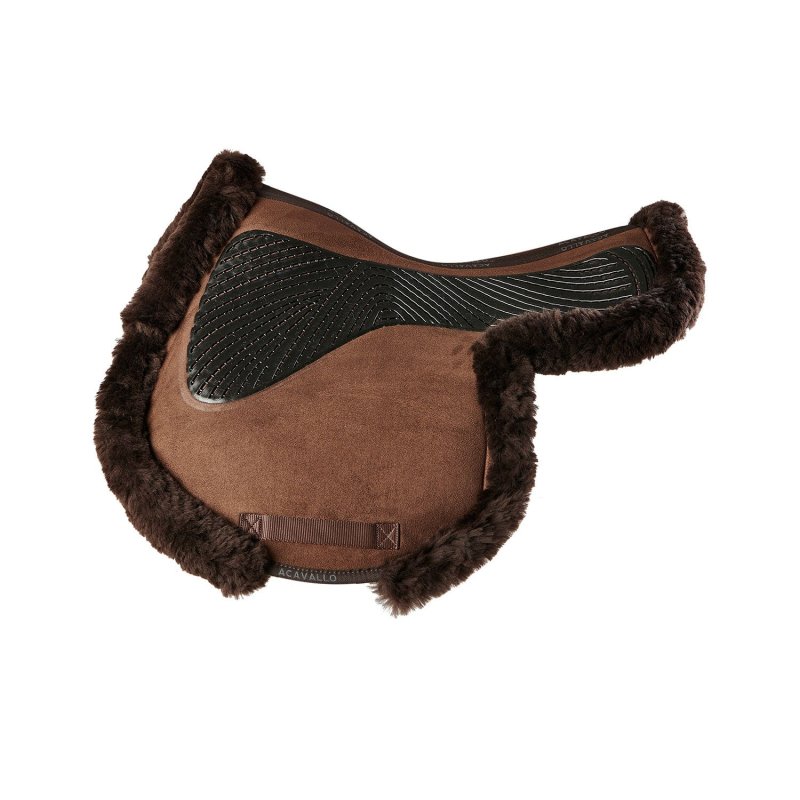 Acavallo Sottosella salto sagomato Numnah Twin Side in gel - Marrone - colore montone Sheepskin  Brown