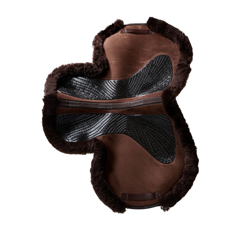 Acavallo Sottosella salto sagomato Numnah Twin Side in gel - Marrone - colore montone Sheepskin  Brown