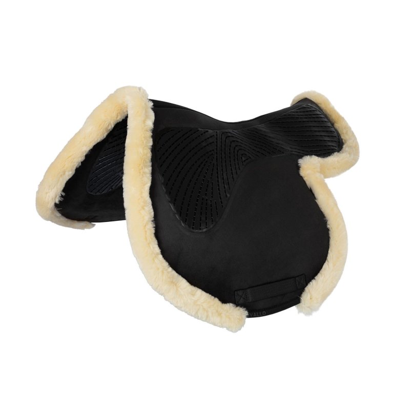 Acavallo Sottosella salto sagomato Numnah Twin Side in gel - Nero - colore montone Sheepskin  Black