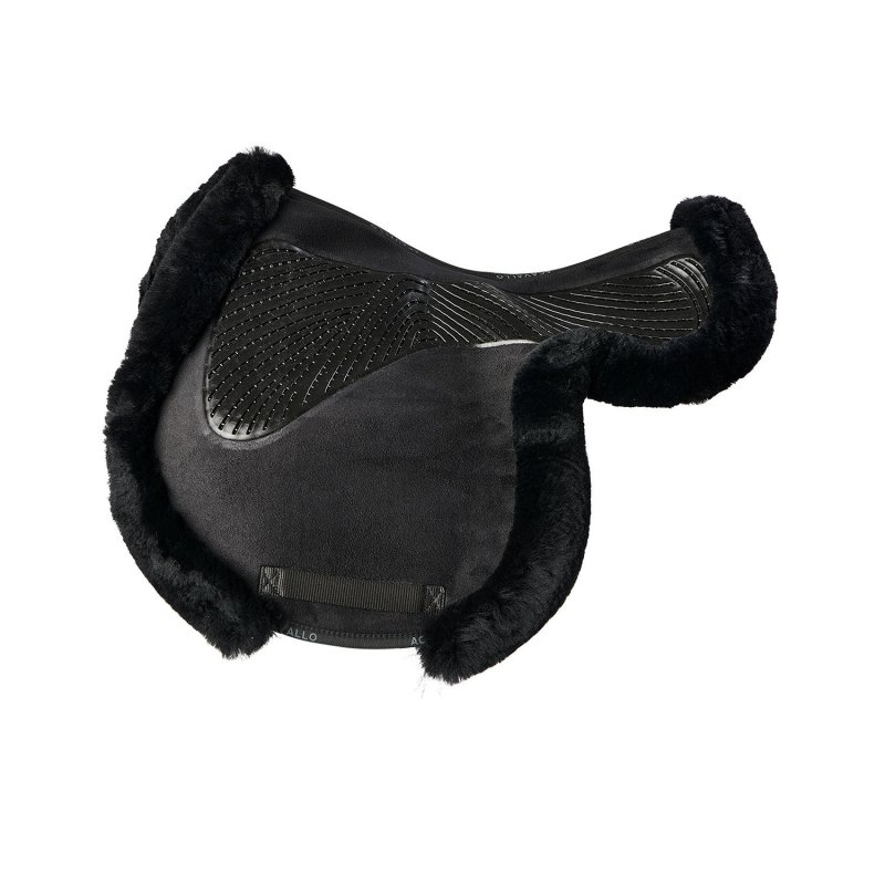 Acavallo Sottosella salto sagomato Numnah Twin Side in gel - Nero - colore montone Sheepskin  Black