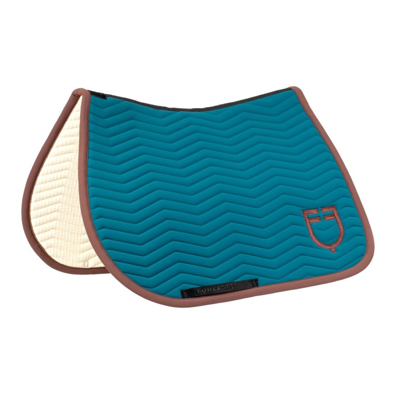 Equestro Sottosella Wave Quilting salto in tessuto tecnico - Blue Coral/Marrone
