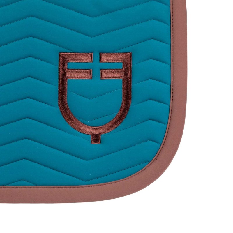 Equestro Sottosella Wave Quilting salto in tessuto tecnico - Blue Coral/Marrone