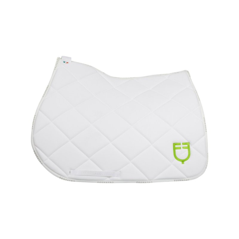 Equestro Sottosella da salto con logo multicolor - Bianco/Lime Green