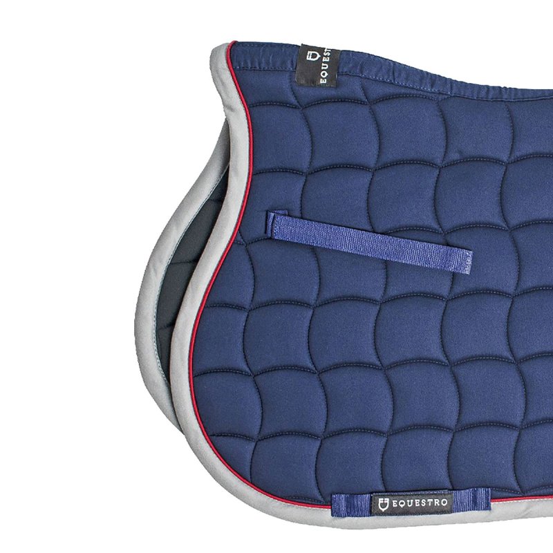 Equestro Sottosella da salto con passamaneria a contrasto - Blu navy/Rosso/Grigio
