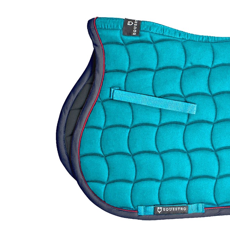 Equestro Sottosella da salto con passamaneria a contrasto - Turchese/Rosso/Blu navy
