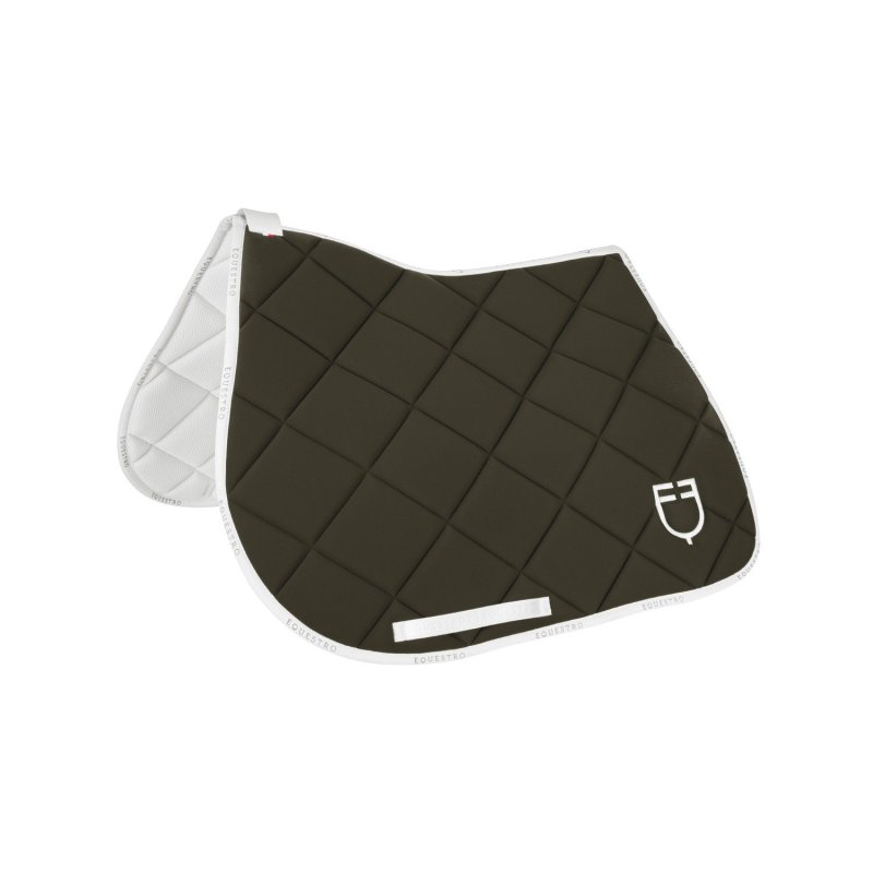 Equestro Sottosella salto in tessuto tecnico con logo - Verde militare/Bianco