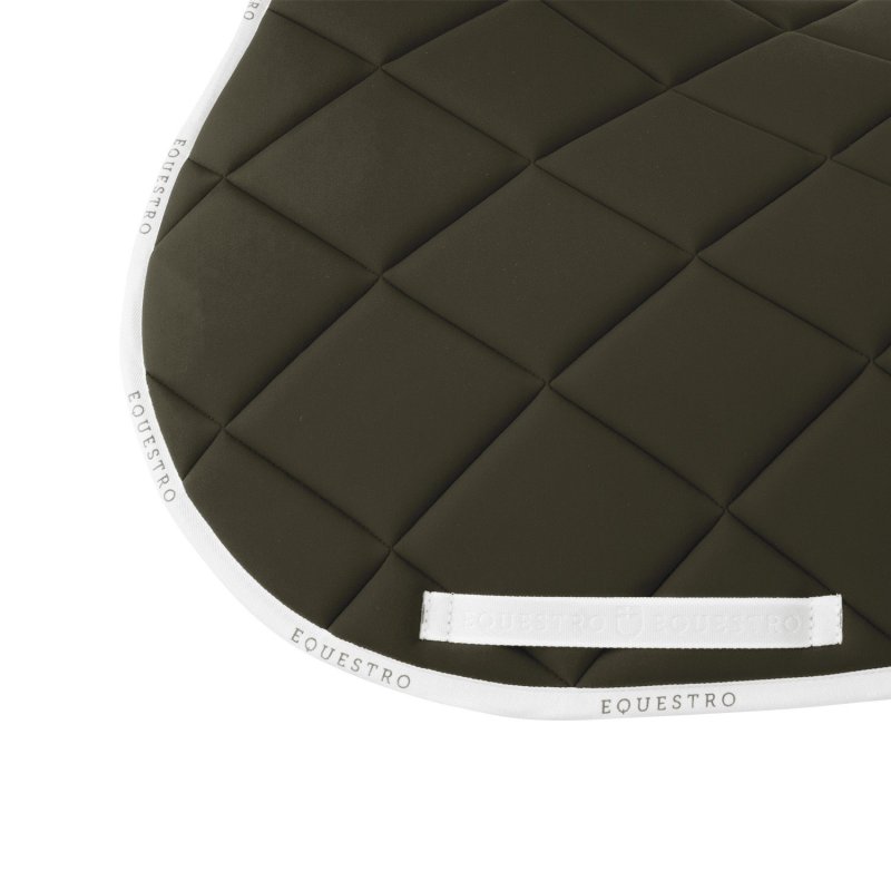 Equestro Sottosella salto in tessuto tecnico con logo - Verde militare/Bianco