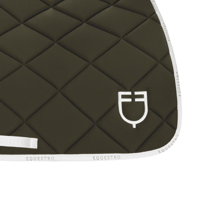 Equestro Sottosella salto in tessuto tecnico con logo - Verde militare/Bianco
