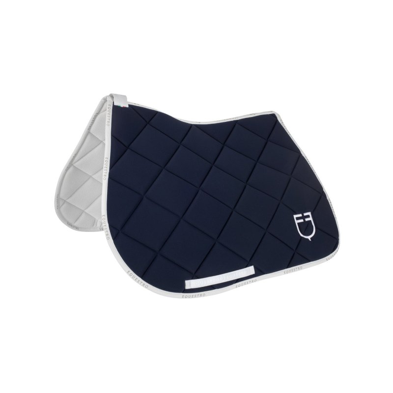 Equestro Sottosella salto in tessuto tecnico con logo - Blu navy/Bianco