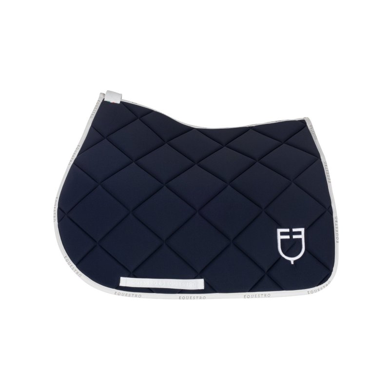 Equestro Sottosella salto in tessuto tecnico con logo - Blu navy/Bianco