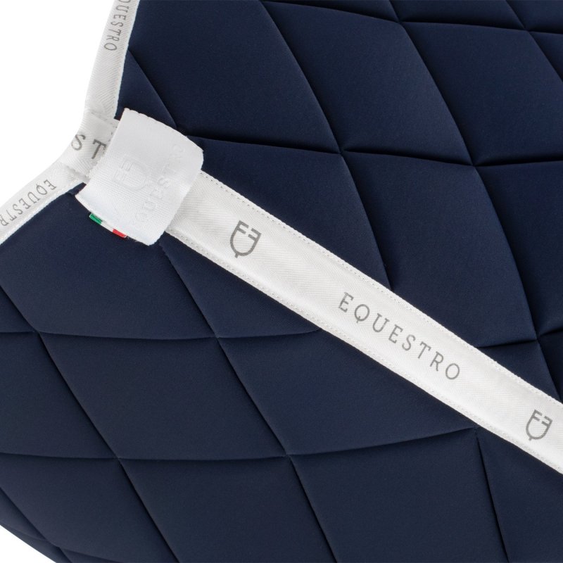 Equestro Sottosella salto in tessuto tecnico con logo - Blu navy/Bianco