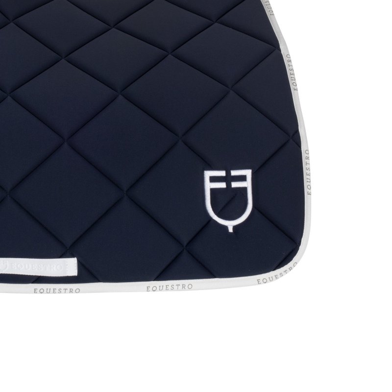Equestro Sottosella salto in tessuto tecnico con logo - Blu navy/Bianco
