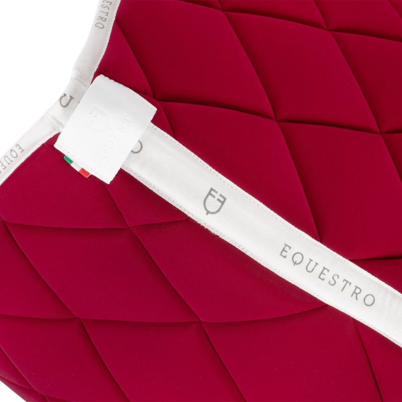 Equestro Sottosella salto in tessuto tecnico con logo - Vinaccia/Bianco