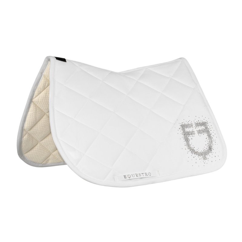 Equestro Sottosella salto con logo in strass - Bianco