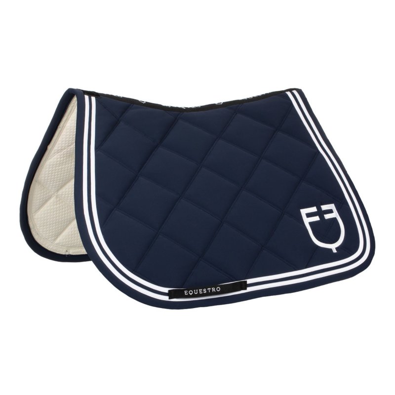 Equestro Sottosella salto Double Stripes in tessuto tecnico - Blu navy/Bianco
