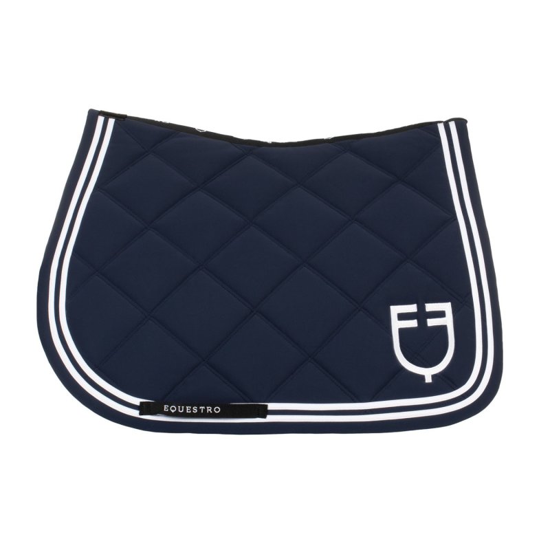 Equestro Sottosella salto Double Stripes in tessuto tecnico - Blu navy/Bianco