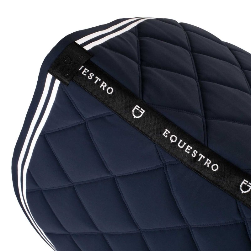 Equestro Sottosella salto Double Stripes in tessuto tecnico - Blu navy/Bianco