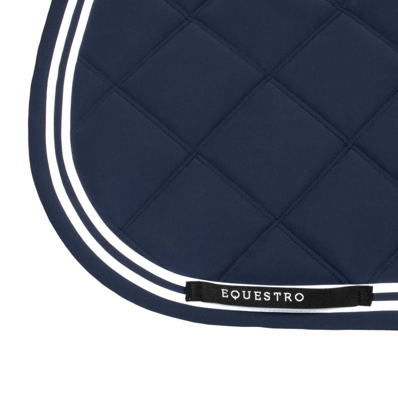 Equestro Sottosella salto Double Stripes in tessuto tecnico - Blu navy/Bianco