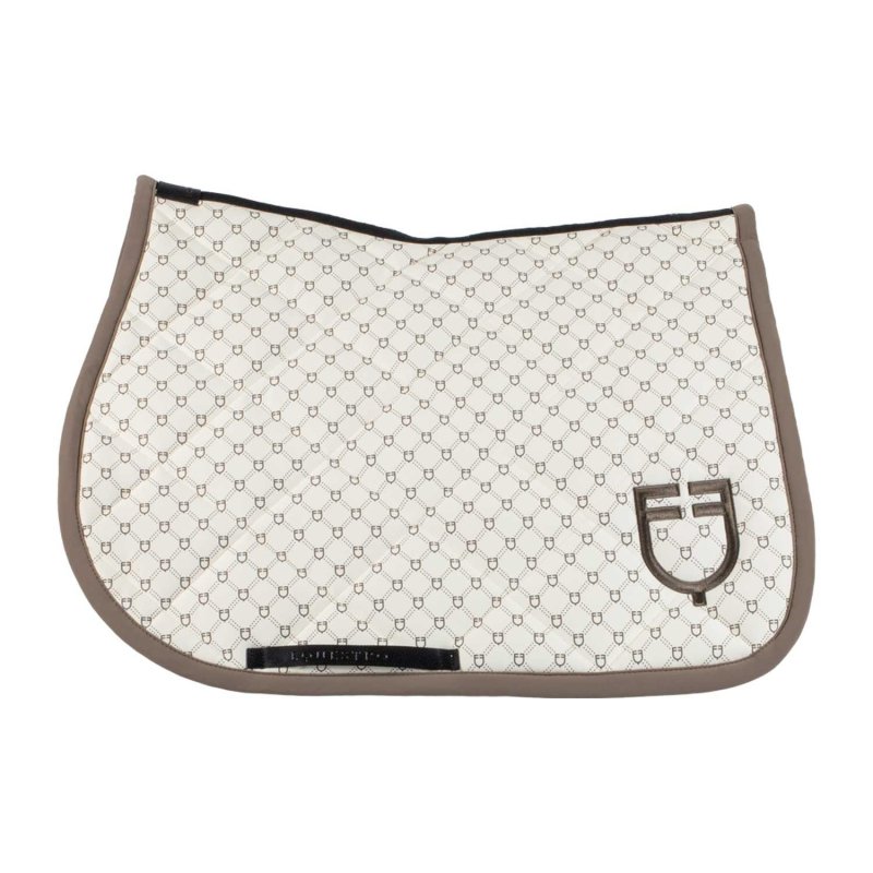Equestro Sottosella salto con stampa monogram - Bianco antico/Noce