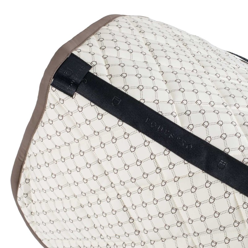 Equestro Sottosella salto con stampa monogram - Bianco antico/Noce
