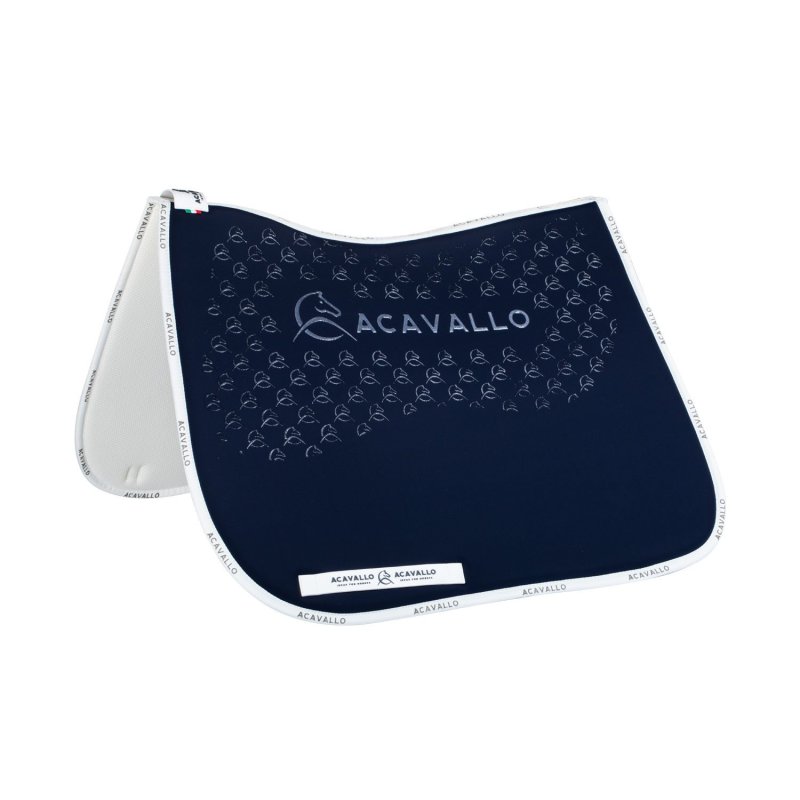 Acavallo Sottosella dressage con bambù e grip silicone - Deep Blue/Bianco