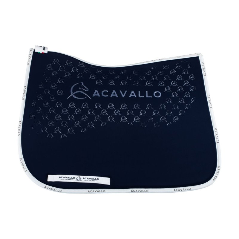 Acavallo Sottosella dressage con bambù e grip silicone - Deep Blue/Bianco
