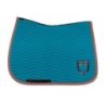 Equestro Sottosella Wave Quilting dressage in tessuto tecnico - Blue Coral/Marrone