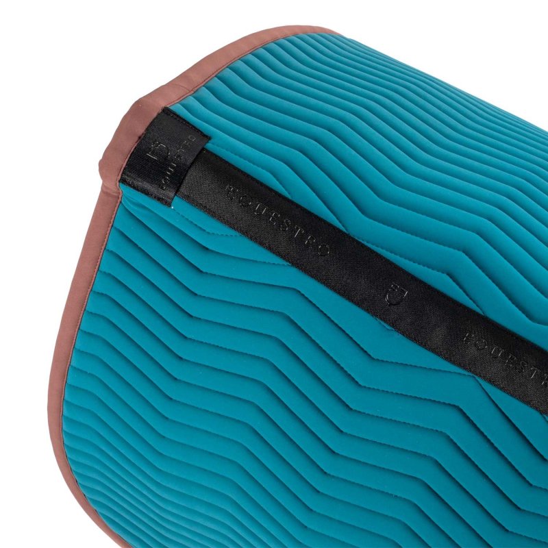 Equestro Sottosella Wave Quilting dressage in tessuto tecnico - Blue Coral/Marrone