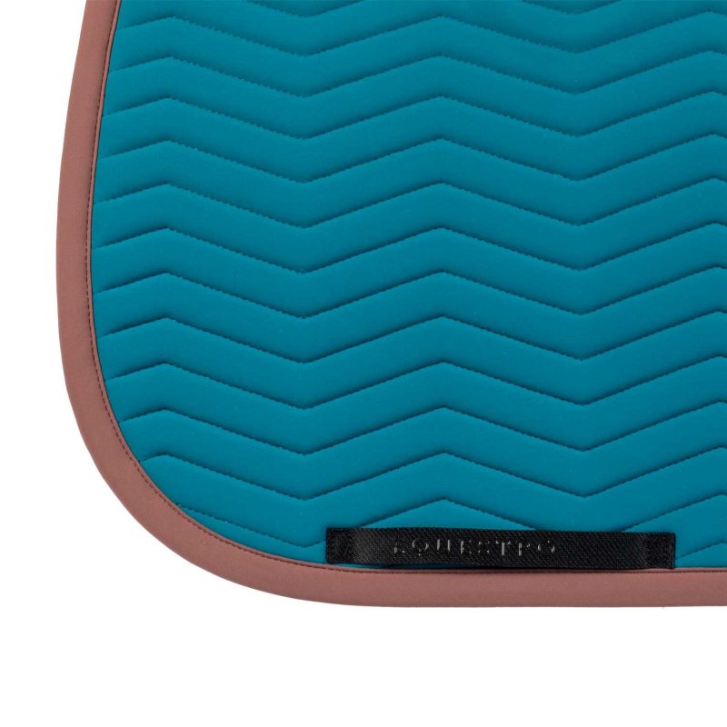 Equestro Sottosella Wave Quilting dressage in tessuto tecnico - Blue Coral/Marrone