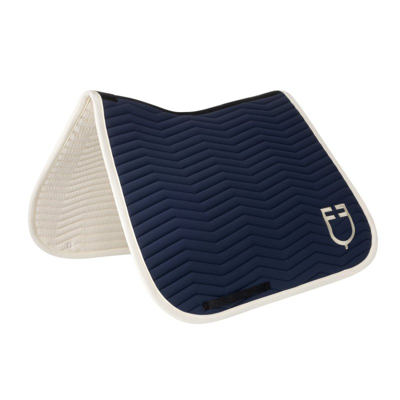 Equestro Sottosella Wave Quilting dressage in tessuto tecnico - Blu navy/Bianco antico