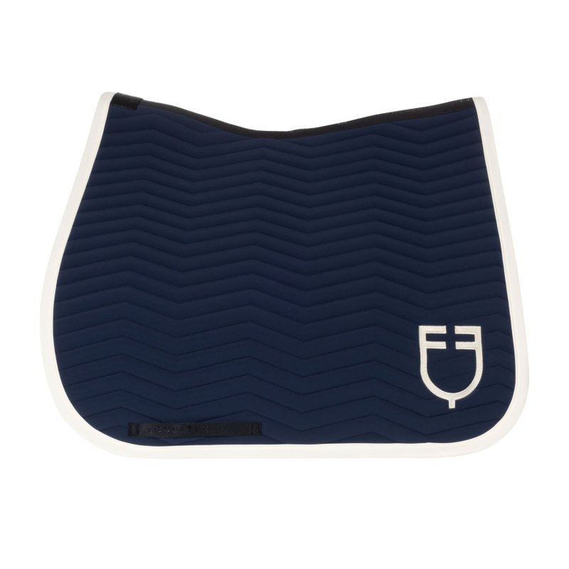 Equestro Sottosella Wave Quilting dressage in tessuto tecnico - Blu navy/Bianco antico