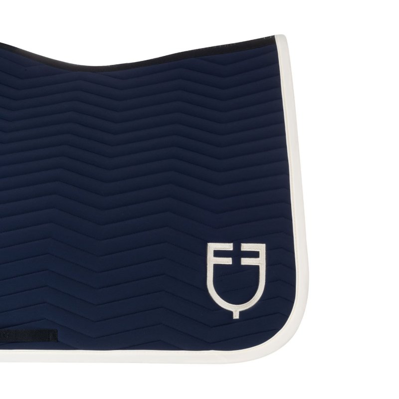 Equestro Sottosella Wave Quilting dressage in tessuto tecnico - Blu navy/Bianco antico