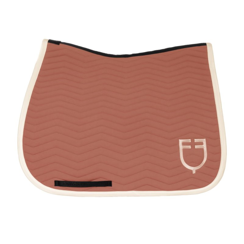 Equestro Sottosella Wave Quilting dressage in tessuto tecnico - Redwood/Bianco antico