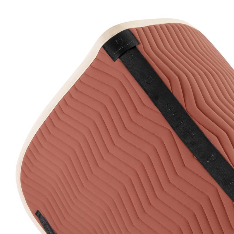Equestro Sottosella Wave Quilting dressage in tessuto tecnico - Redwood/Bianco antico